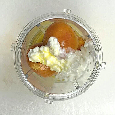 Step 2 - Transfer the cooled beets with the cottage cheese and the egg into a blender and blend until smooth. The tiny cottage cheese balls with blend into a smooth mixture.