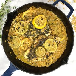One Skillet Herb Chicken & Lemon-Lime Orzo
