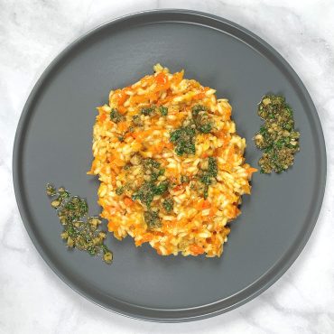 Carrot Risotto with Walnut Breadcrumb Gremolata