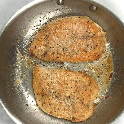 Step2 - Cook turkey cutlets in skillet. Remove and keep warm.
