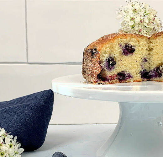 Blueberry Muffin Cake with Cinnamon Sugar
