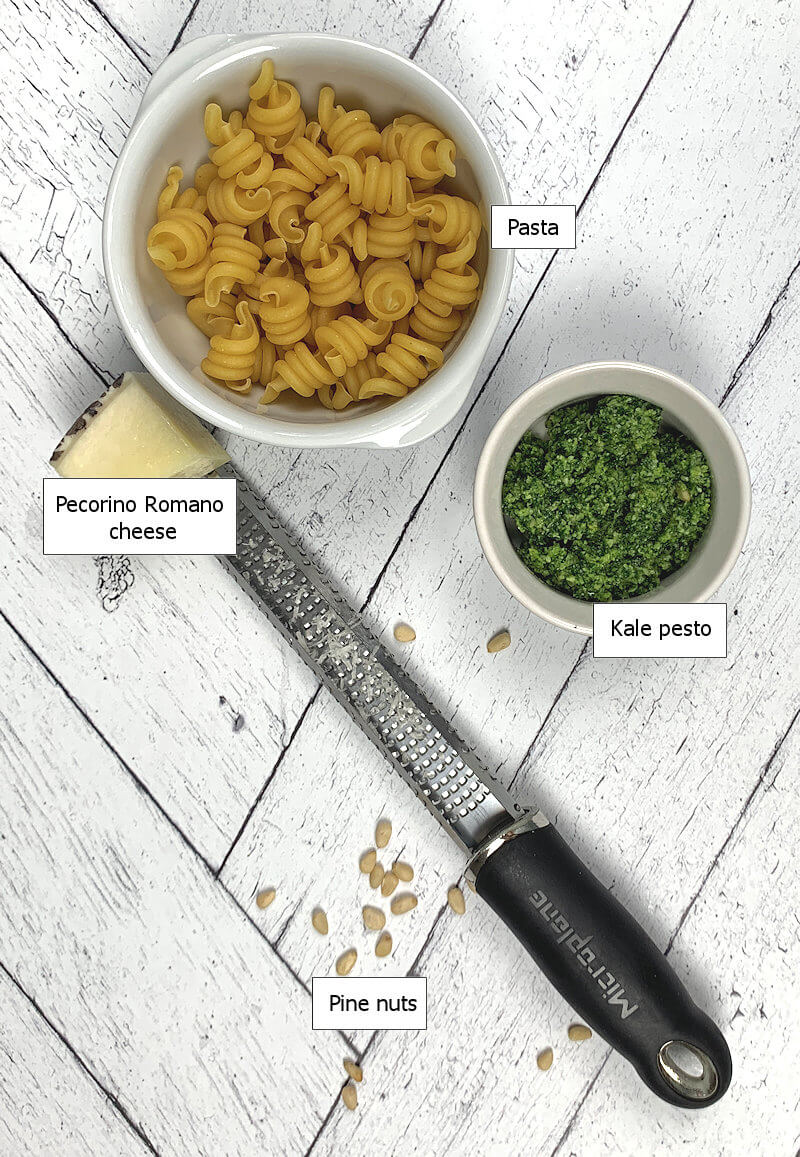 Key ingredients to make Kale Pesto Pasta
