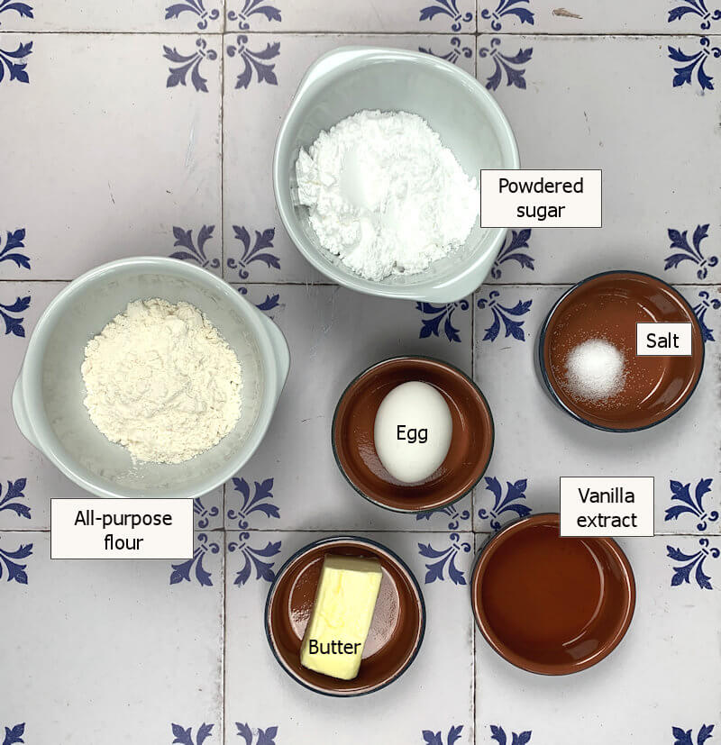 Ingredients to make Langues de Chat