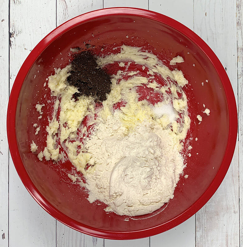 All ingredients for dough in a bowl