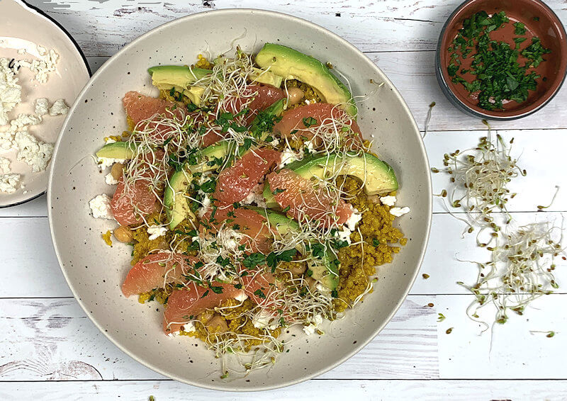 Step 7 - Garnish the salad with sprouts and parsley and enjoy!