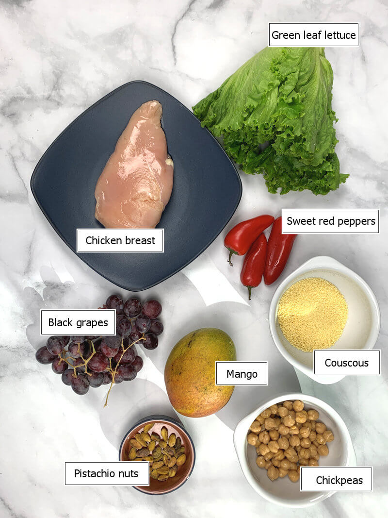 Key ingredients to make Fruity Couscous Salad with Chicken