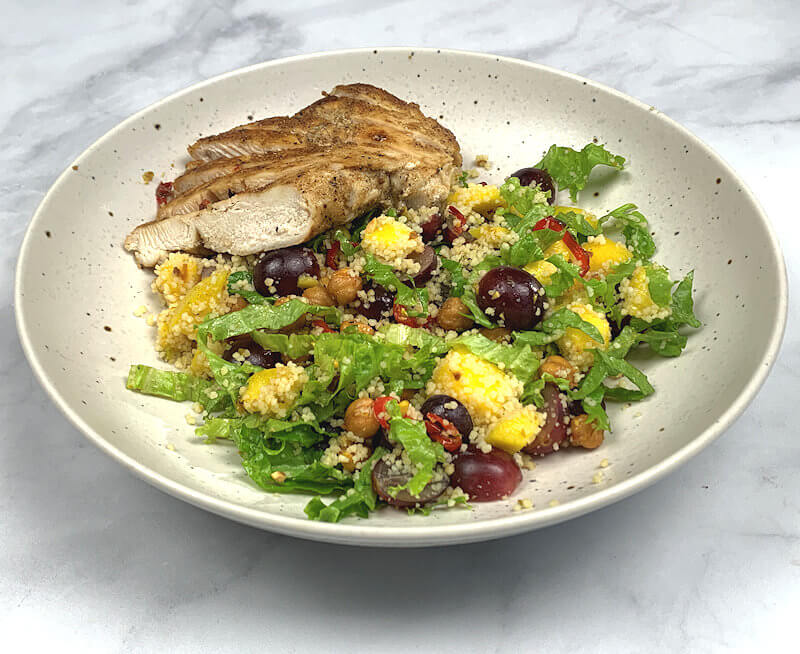 Side view of Fruity Couscous Salad with Chicken