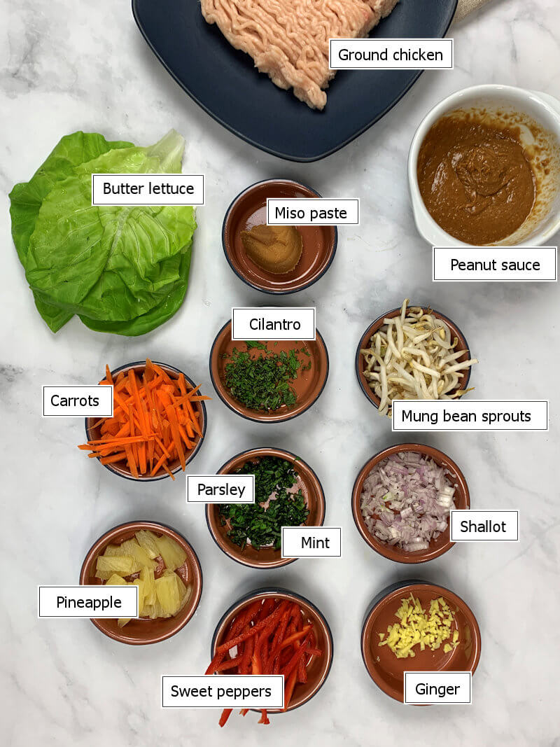 Key ingredients to make Chicken Lettuce Wraps for two