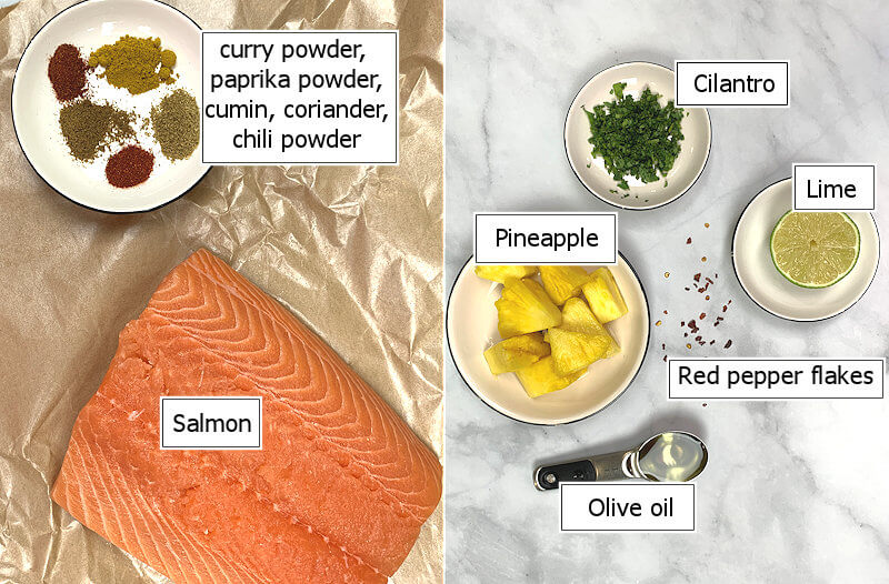Key ingredients to make Grilled salmon with pineapple sauce