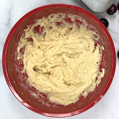 Step 3 - Mixture all-purpose flour, baking powder and salt and add this to the butter-sugar mixture and whisk until combined. Place the bowl in the fridge.