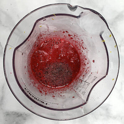 Step 1 - Make the cherry vinaigrette. Halve and pit the cherries and transfer them to a pitcher. Add lemon zest, lemon juice and olive oil and salt & pepper and blend with a immersion blender until smooth.Place in refrigerator until needed.