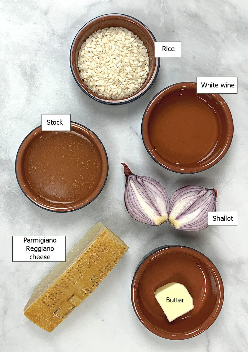 Key ingredients to make a basic risotto