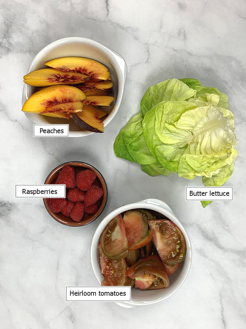 Key ingredients Butter Lettuce Salad with Peaches & Tomatoes