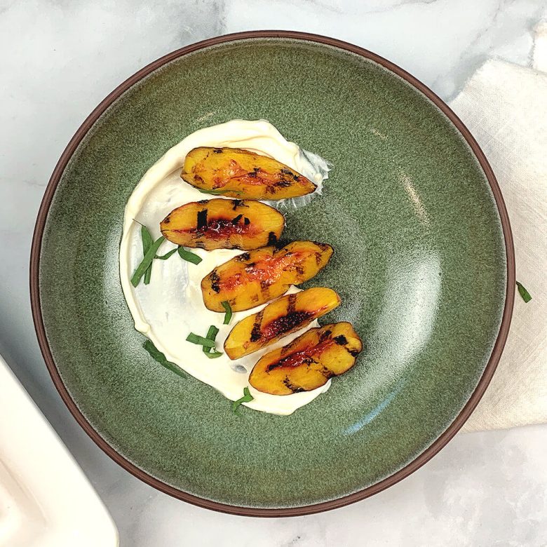 Grilled Peaches on Mascarpone Cream