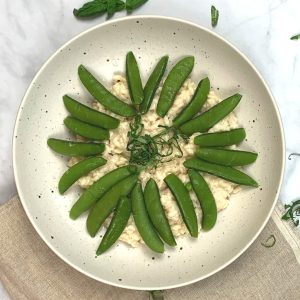 wo Cheese Risotto with TSugar Snaps