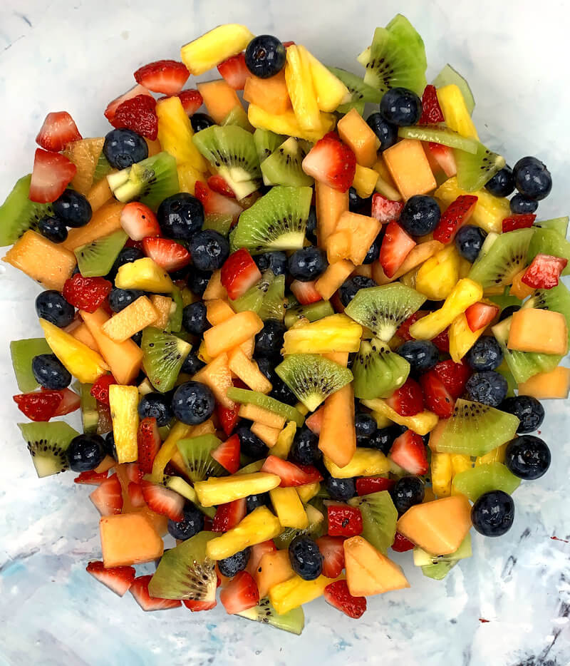 Close-up of classic fruit salad