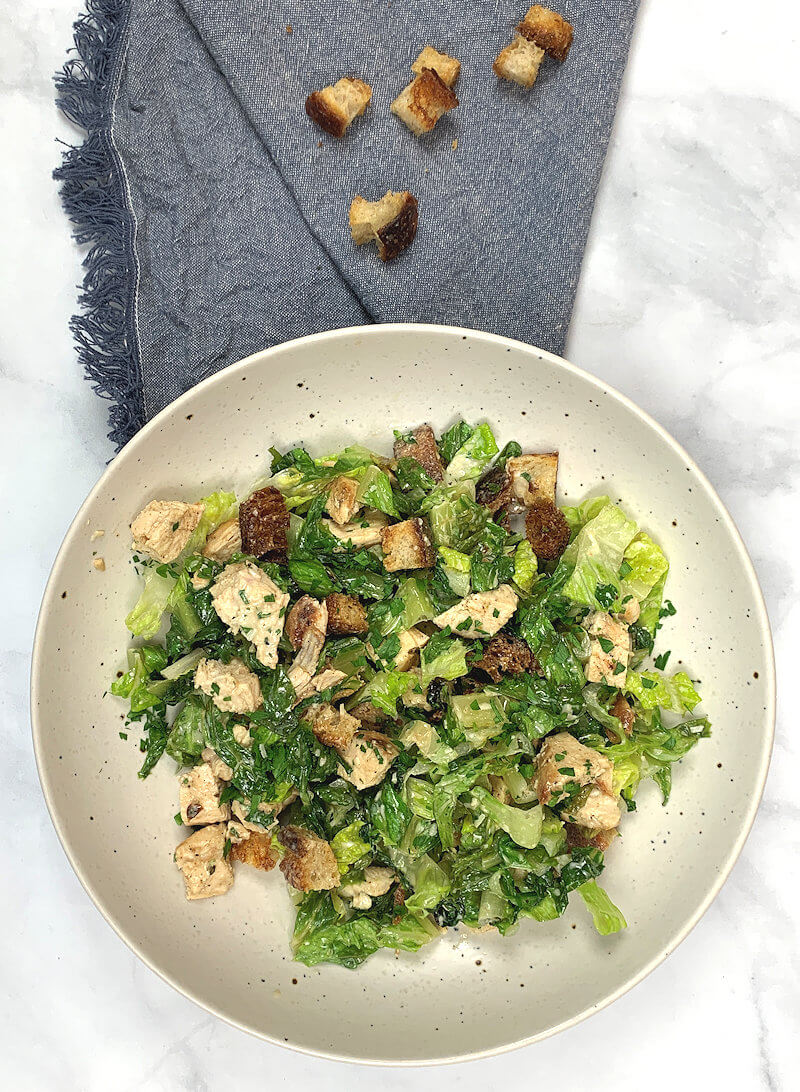 Overhead image of Grilled Chicken Caesar Salad