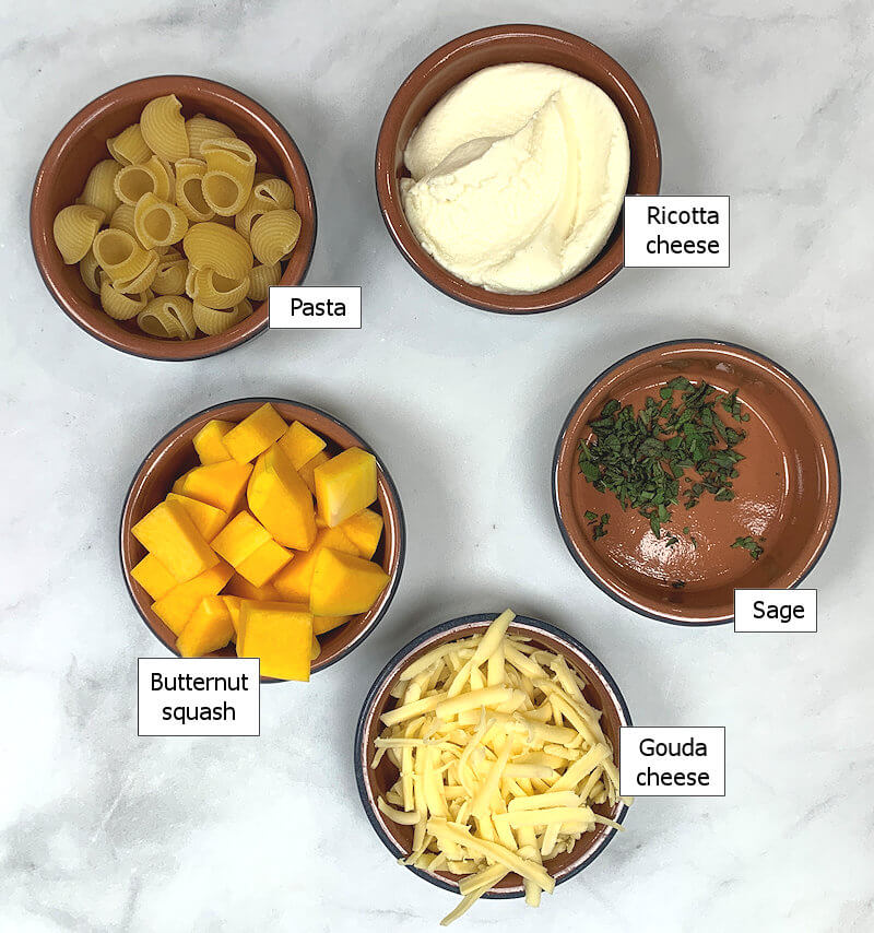 Key ingredients to make Creamy Butternut Squash Pasta