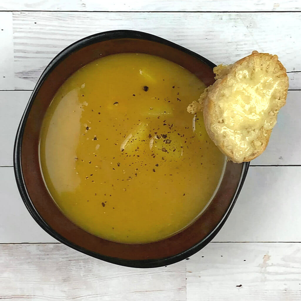 Curried Pumpkin Soup with Gruyere Toast