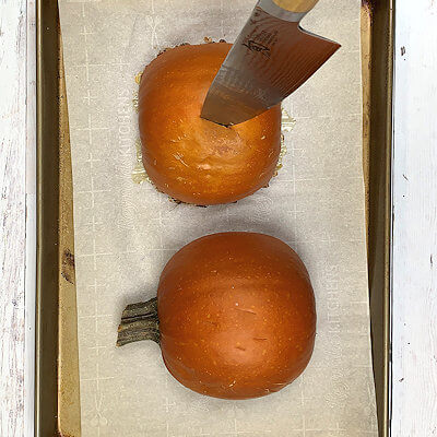 Step 5 - Pumpkin is done when you can easily insert a knife or fork through the skin.