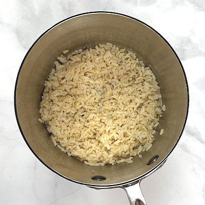 Step 1 - Cook brown rice in small saucepan