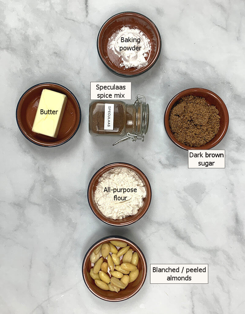 Ingredients to make original Dutch speculaas