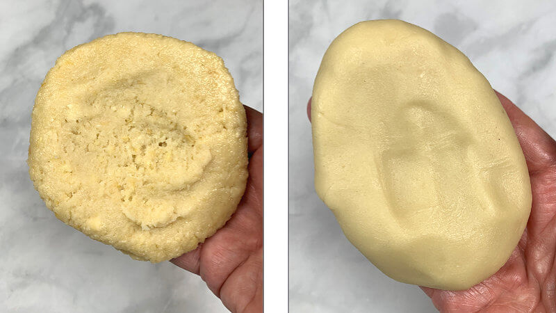 Coarse versus smooth almond paste