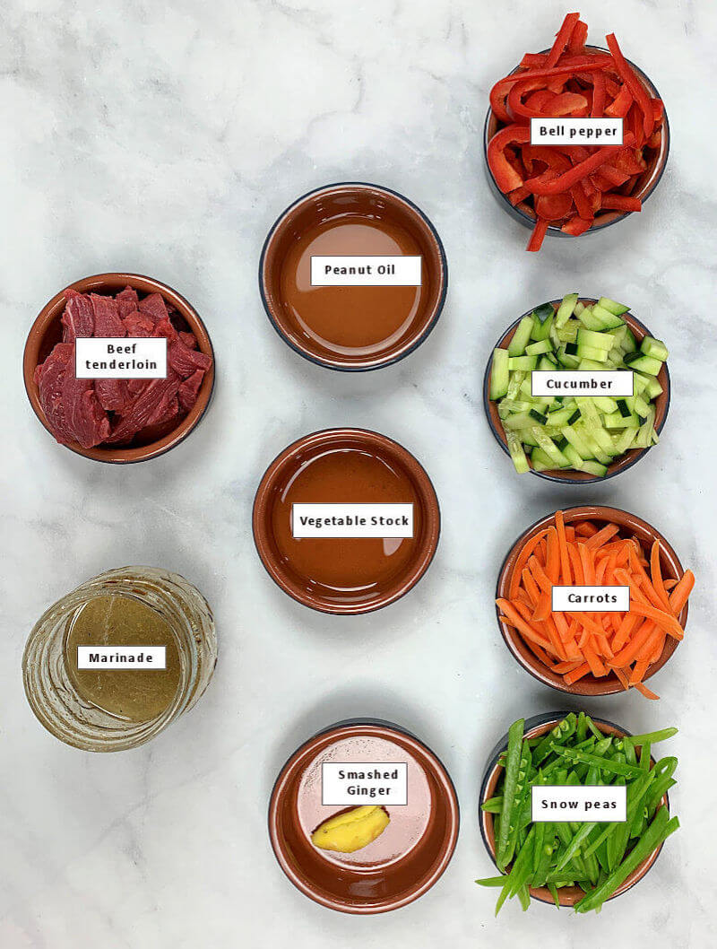 Ingredients to make Beef Stir Fry with Vegetables