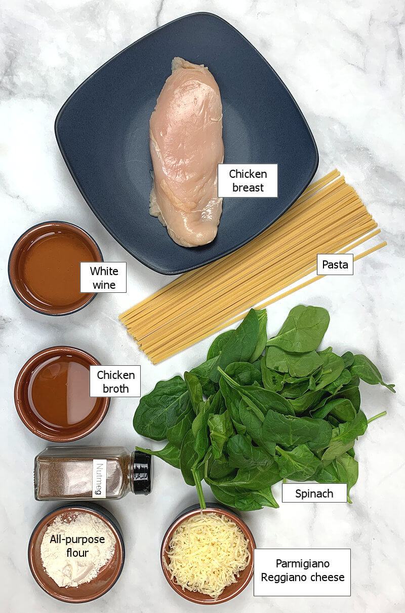 Key ingredients to make Chicken Florentine Pasta