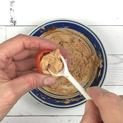 Mix pate and fill sweet peppers