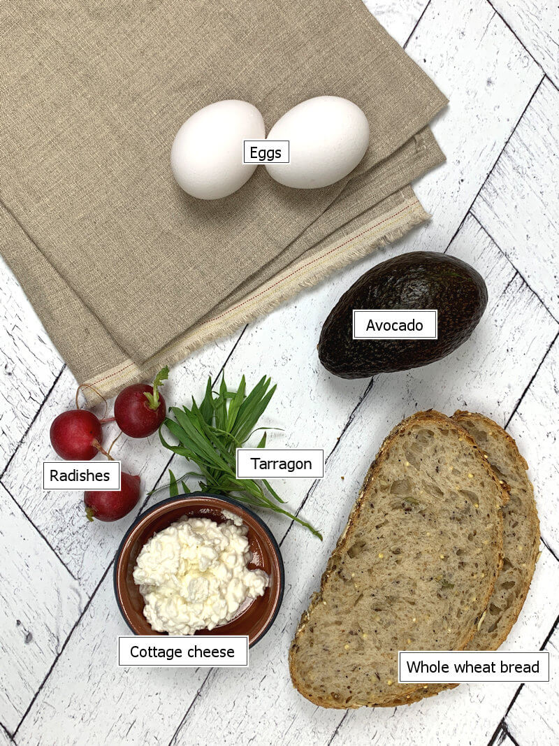 Key ingredients to make Avocado Egg Salad Sandwich