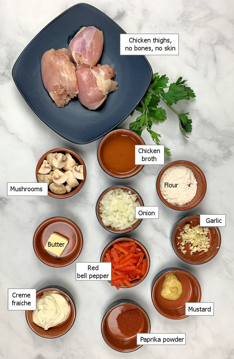 Ingredients to make Chicken Stroganoff