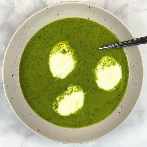 Green Pea Soup with Cheese Quenelles
