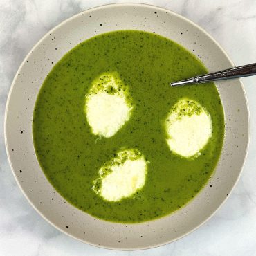 Green Pea Soup with Cheese Quenelles