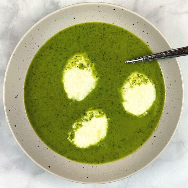 Green Pea Soup with Cheese Quenelles