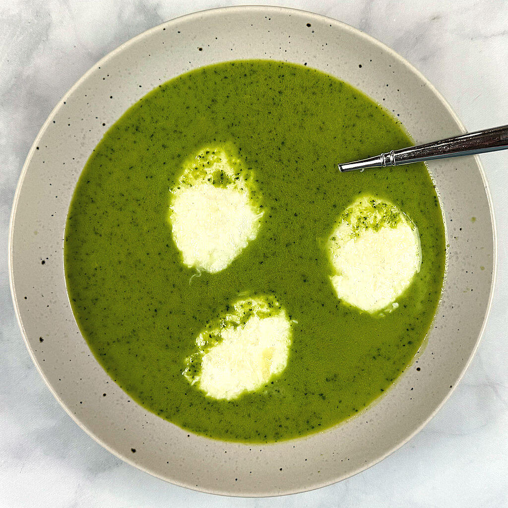 Green Pea Soup with Cheese Quenelles