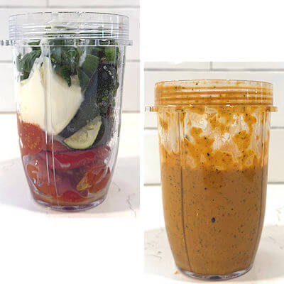 Step 2 - Combine roasted vegetables, creme fraiche, and basil in a blender and process until smooth. Add salt & pepper to taste.