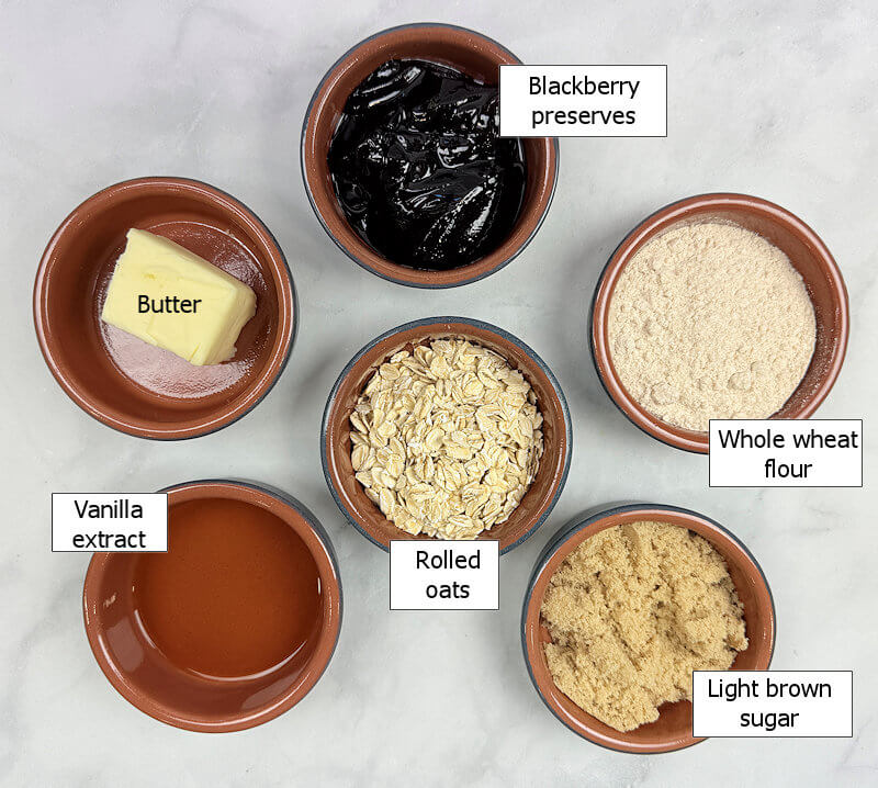Ingredients to make Blackberry Oat Bars