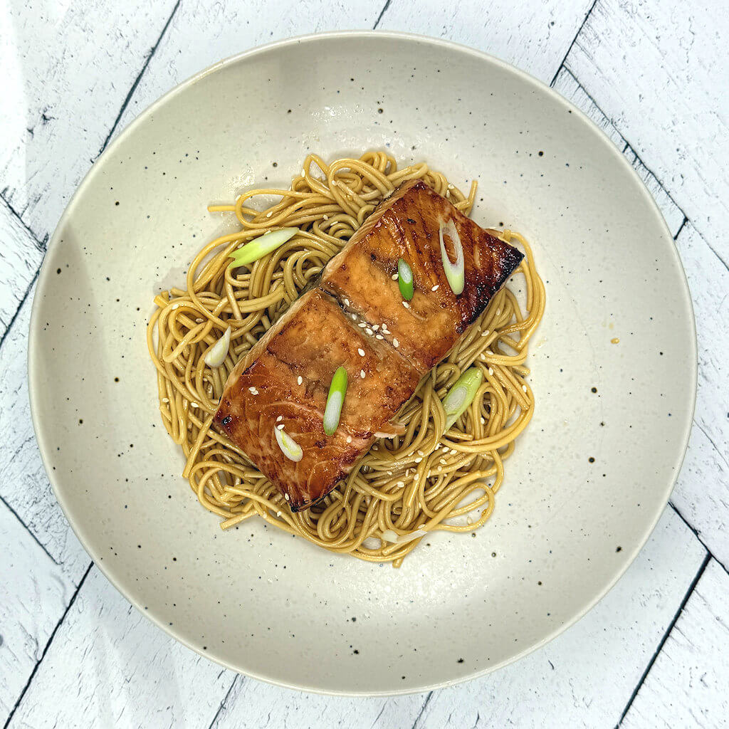 Broiled Teriyaki Salmon with Udon Noodles