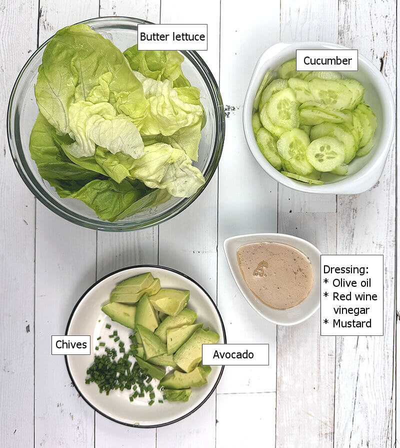 Ingredients to make Butter Lettuce Salad