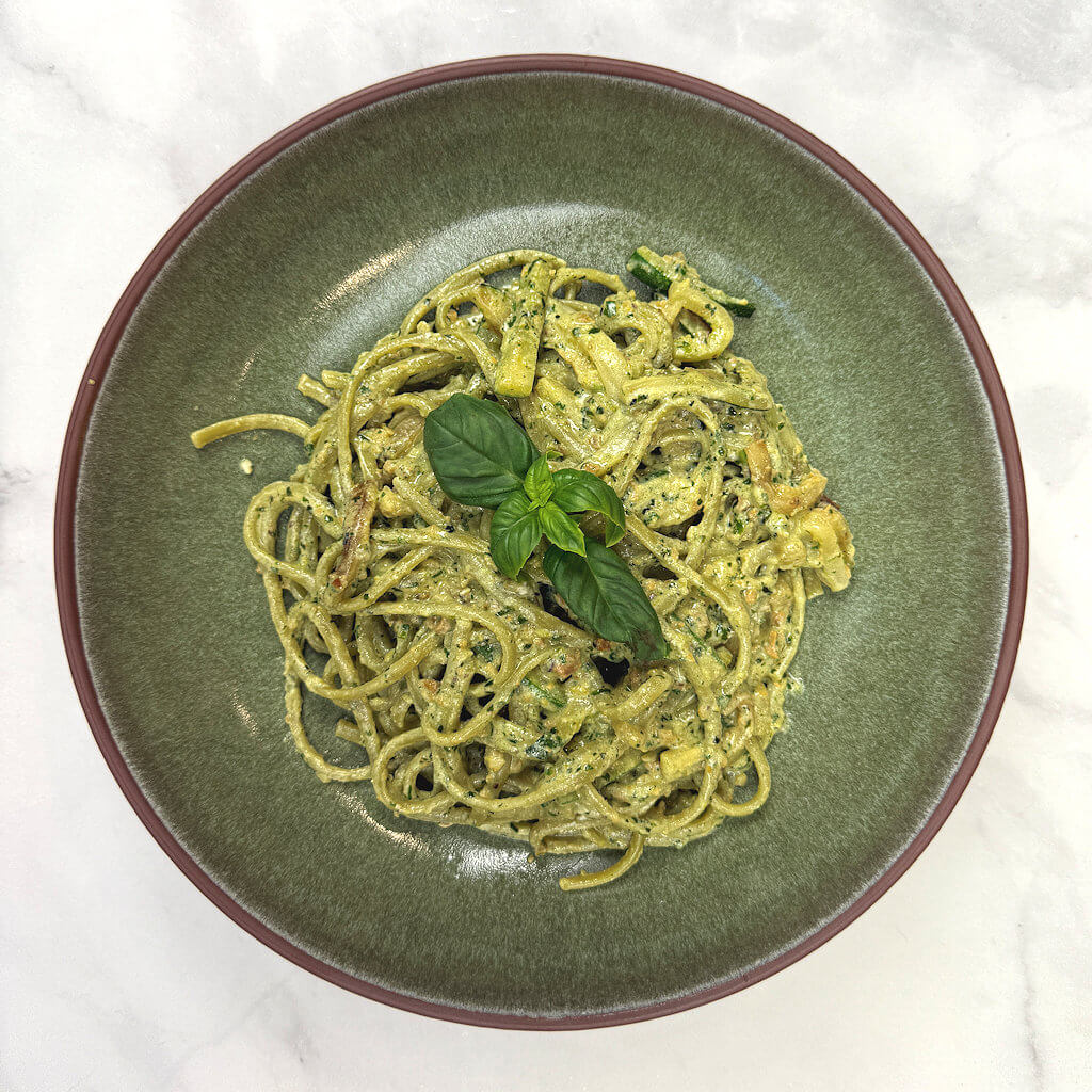 Zucchini Pasta with Pistachio-Basil Pesto