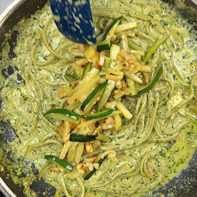 Step 6 - Add the zucchini stick and mix again.