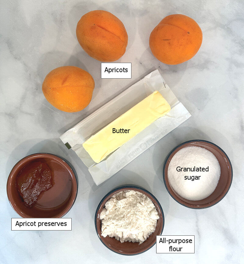 Key ingredients to make Apricot Tarts for Two