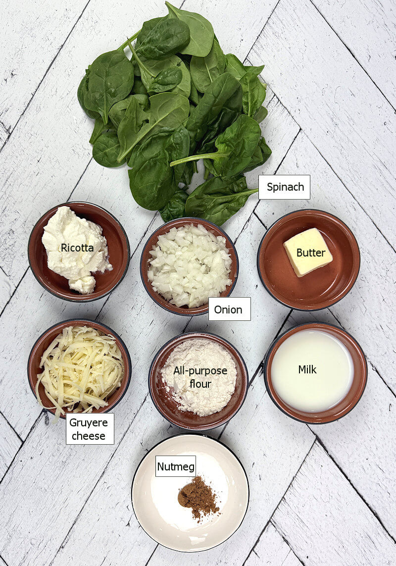 Ingredients to make Creamed Spinach