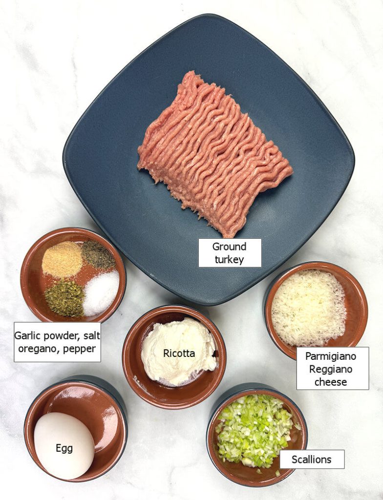 Key ingredients to make turkey ricotta meatballs