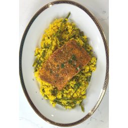 Saffron Risotto with Aspargus & Salmon