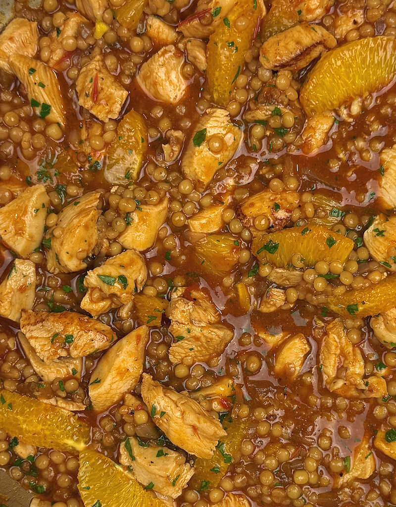 Close-up of Chicken & Couscous with Harissa