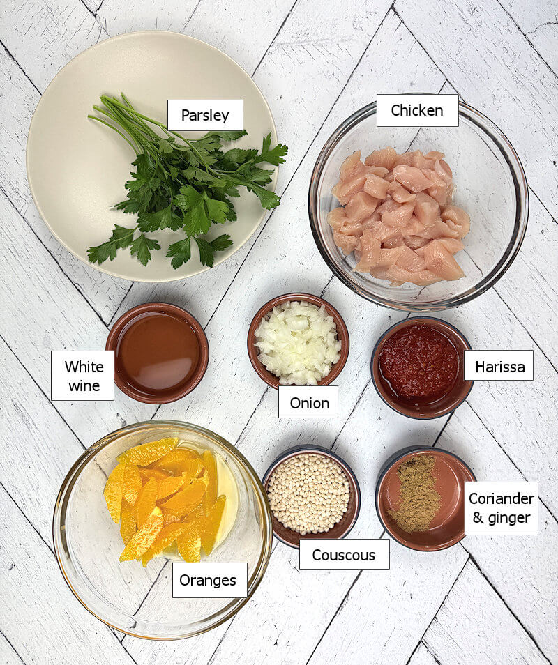 Key ingredients to make chicken & couscous with harissa