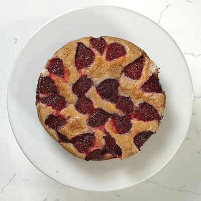 Step 6 - Sprinkle the cake with granulated sugar and place it in an oven (350 degrees F.) for 40-45 minutes, until the cake is golden and firm to the touch.