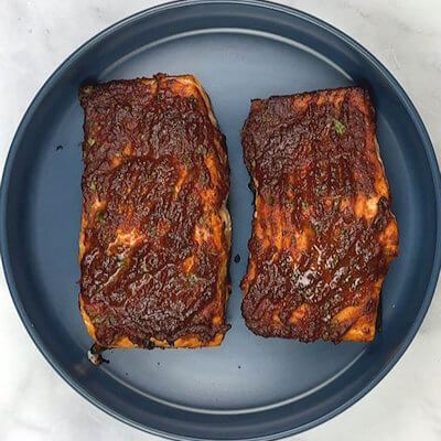 Step 3 - Grill the salmon on the grill for about 15-20 minutes. All depending on the thickness of the fish fillets (The USDA-recommended internal temperature for fully cooked and safe salmon is 145 degrees F).